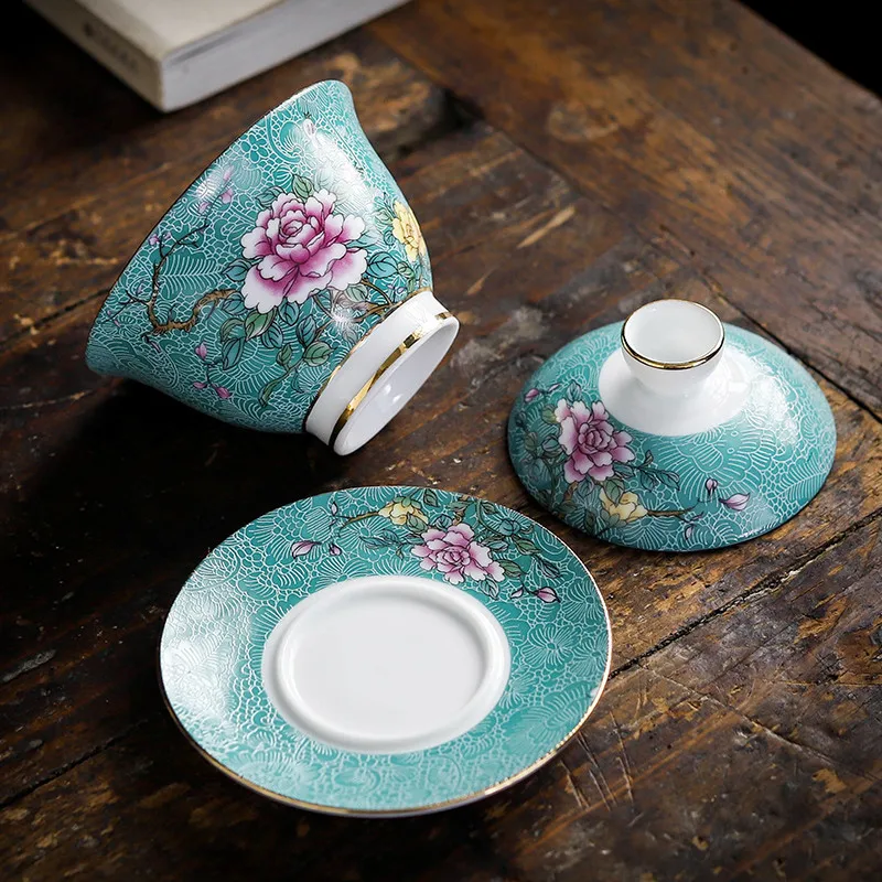 Керамический чайный сервиз Phoenix Gaiwan Jingdezhen цветная эмалированная чайная чашка с