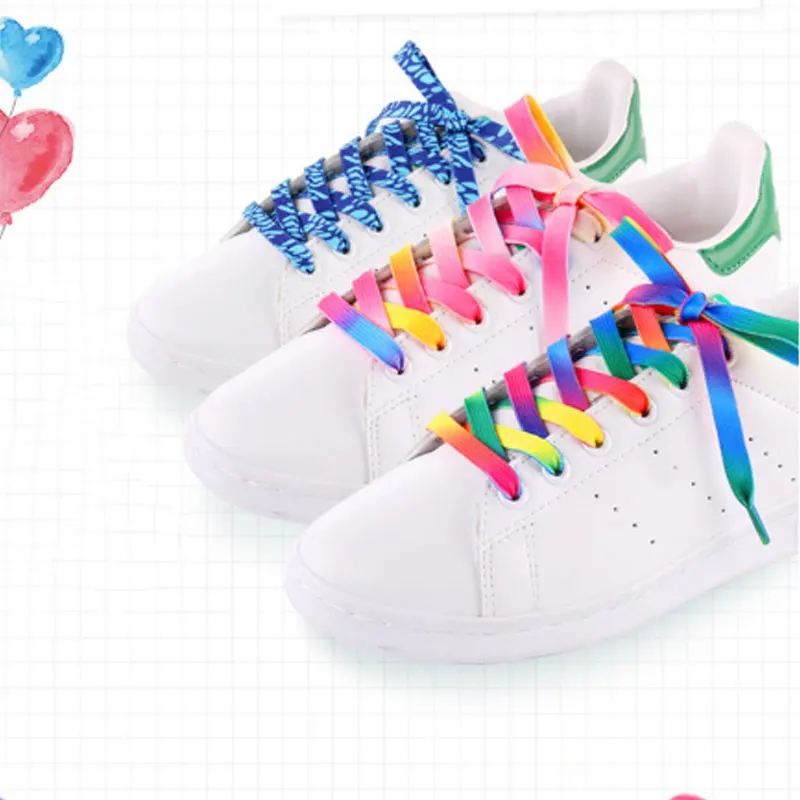 

Printed shoelace decoration Pattern Colored Shoe Laces Flat Shoelace England Shoe Lace Strings Fashion 2021 New Year