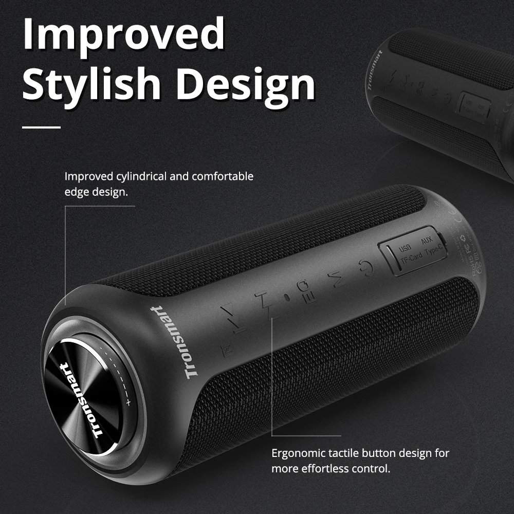 Обновленный Bluetooth-динамик Tronsmart T6 Plus TWS 40 Вт Беспроводная колонка 360 ° объемный