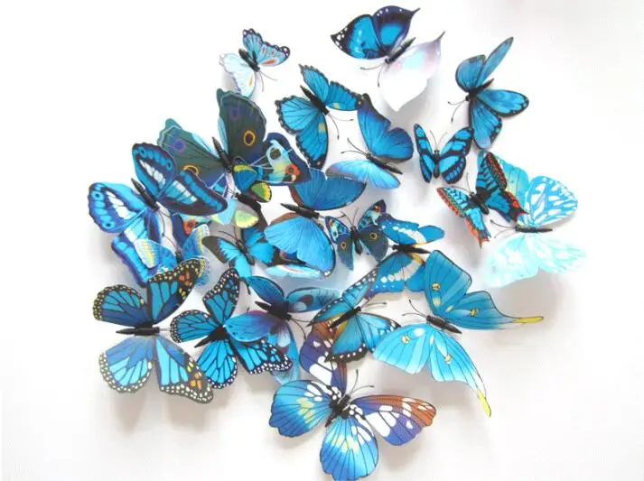 12pcs/Lot 3D Butterfly Wall Stikcer Pin Clip Plastic Curtains Refrigerator Sticking Home Party Decoration Supplies - купить по