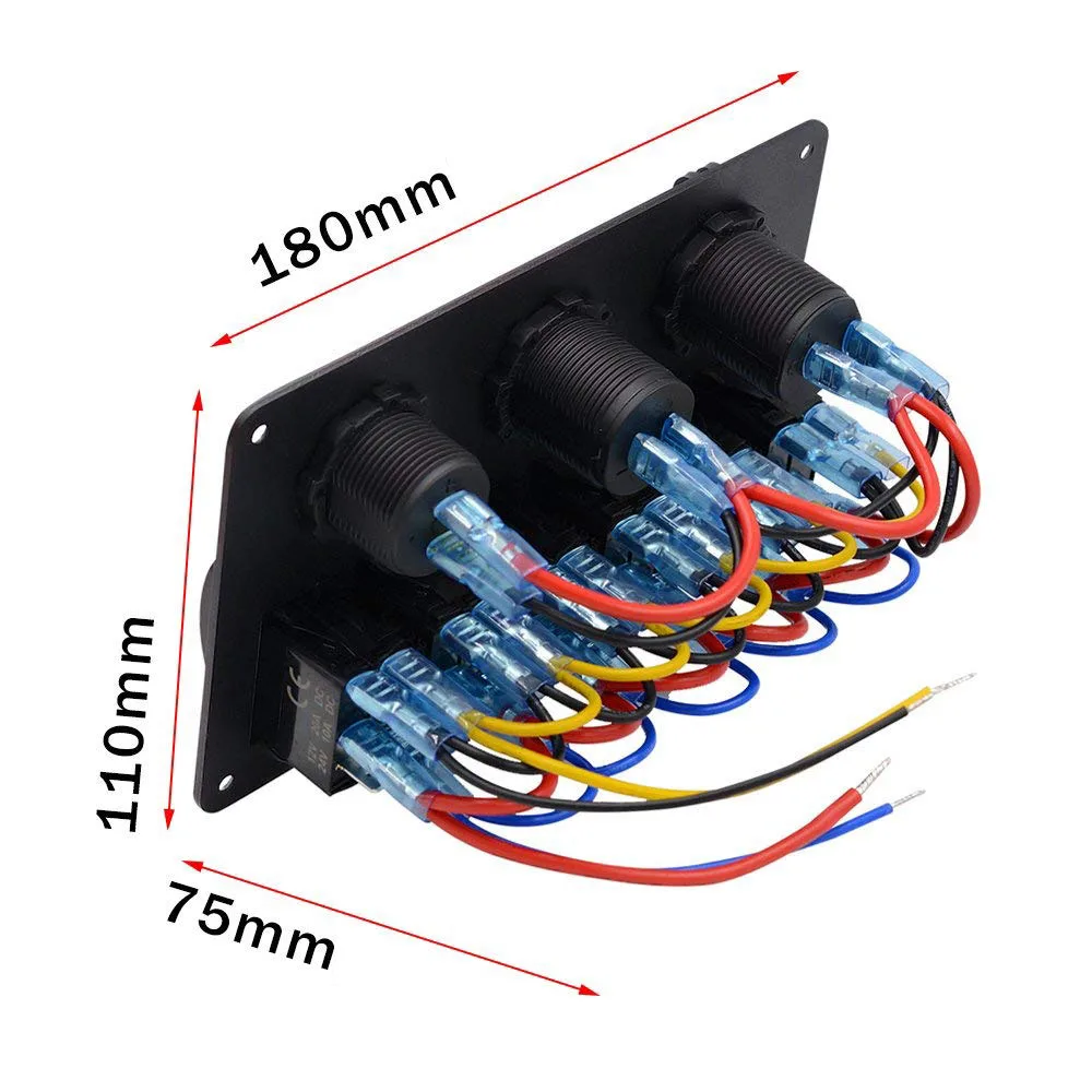 

Universal Car Marine Switch Panel 12V~24vColorful Digital Voltmeter+ Dual USB Port + Rocker Control Switch Panel with Blue Led