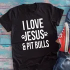 Футболка с принтом Я люблю Иисуса и питбулс