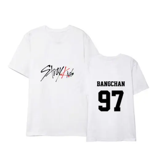 BANGCHANW Straykids/одежда в Корейском стиле; свободная летняя футболка для студентов; Новинка; черно-белая футболка с короткими рукавами для детей - Цвет: BANGCHANW