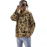 sexy leopard sweater womens 2021 autumn winter new casual long sleeved warm high neck pullover sweater top