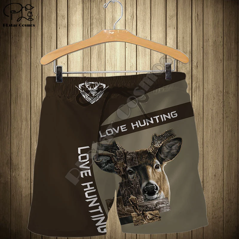 Мужские охотничьи шорты Hunter Love Deer летние быстросохнущие с 3D принтом черепа