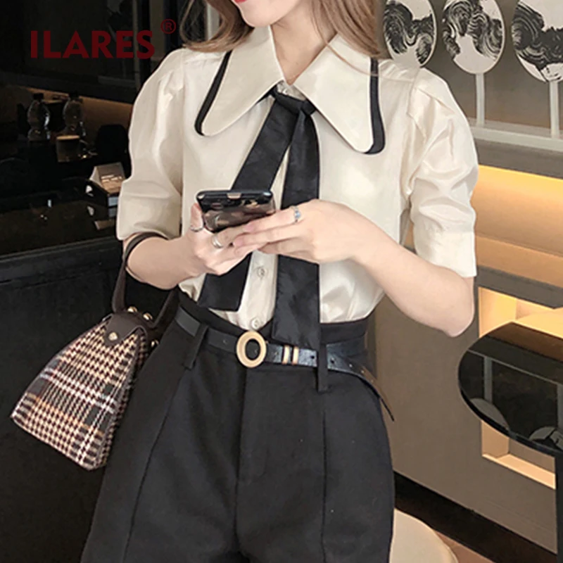 ILARES женская блузка плюс размер рубашка винтажная элегантная короткий рукав