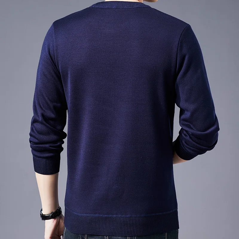 Мужской трикотажный свитер осенне-зимний теплый в полоску 41212 | Мужская одежда