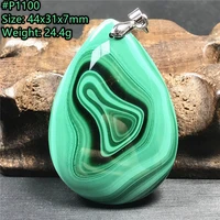 top natural green malachite necklace pendant for women man healing luck gift beads stone silver crystal gemstone jewelry aaaaa