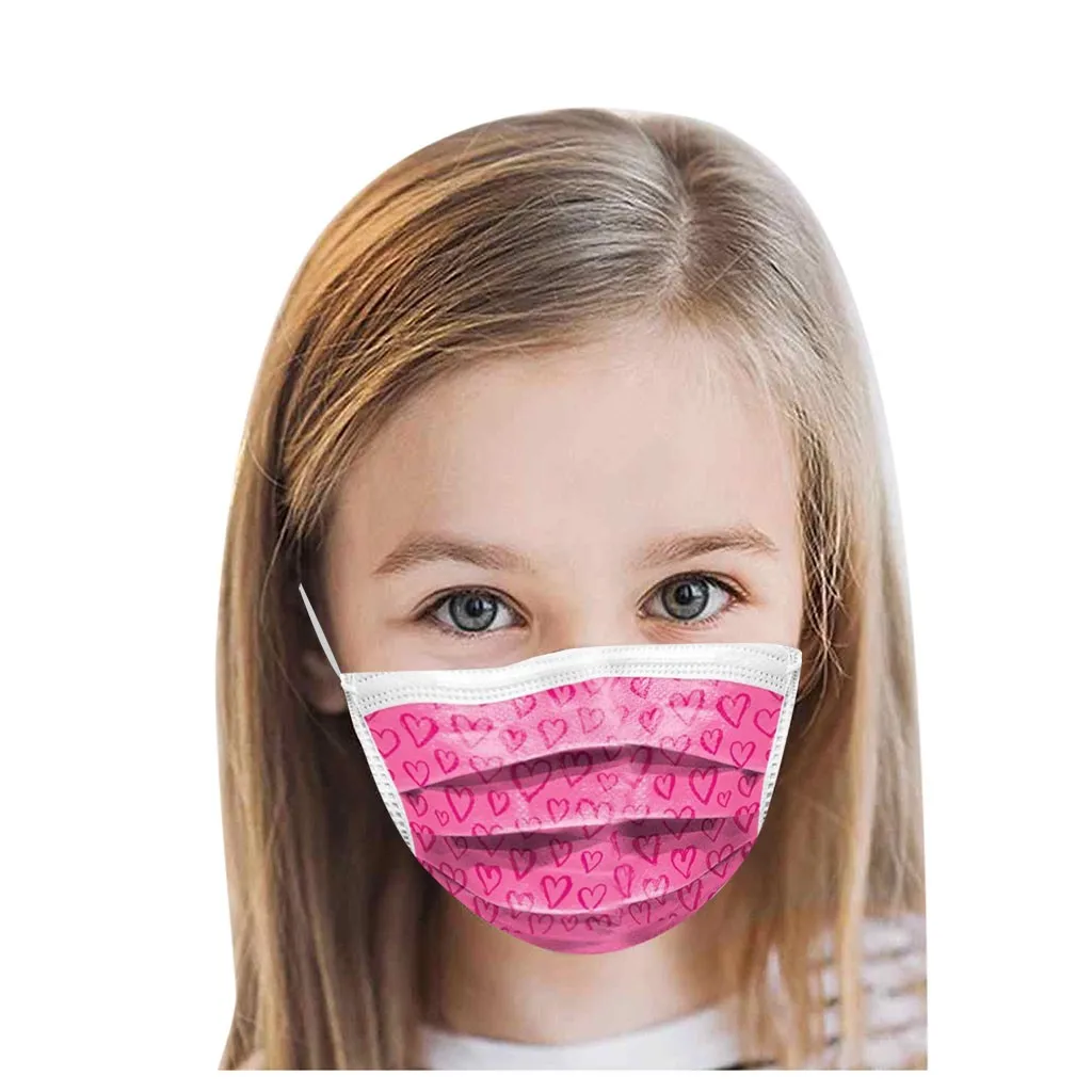 

100pc 3-ply Printed Fashion Children Face Mask Anti-wind Breathable Disposable Windproof Safety Face Mouth Mask Mascarillas