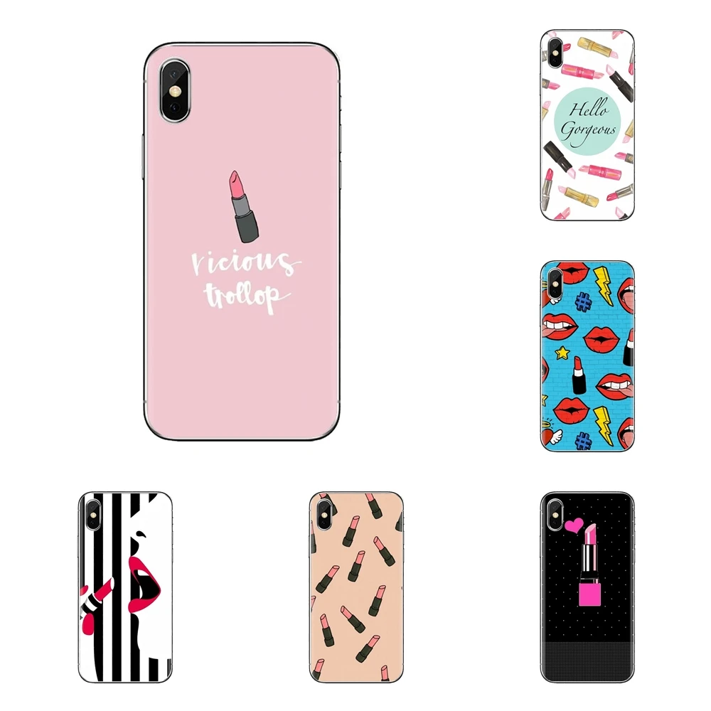 Для samsung Galaxy S2 S3 S4 S5 мини S6 S7 край S8 S9 Plus Note 2 3 4 5 8 Coque Fundas розовый Губная помада