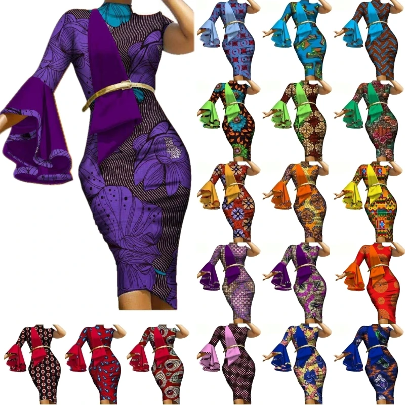 Вечерние платья в африканском стиле из хлопка с воском Базен Риш Анкара