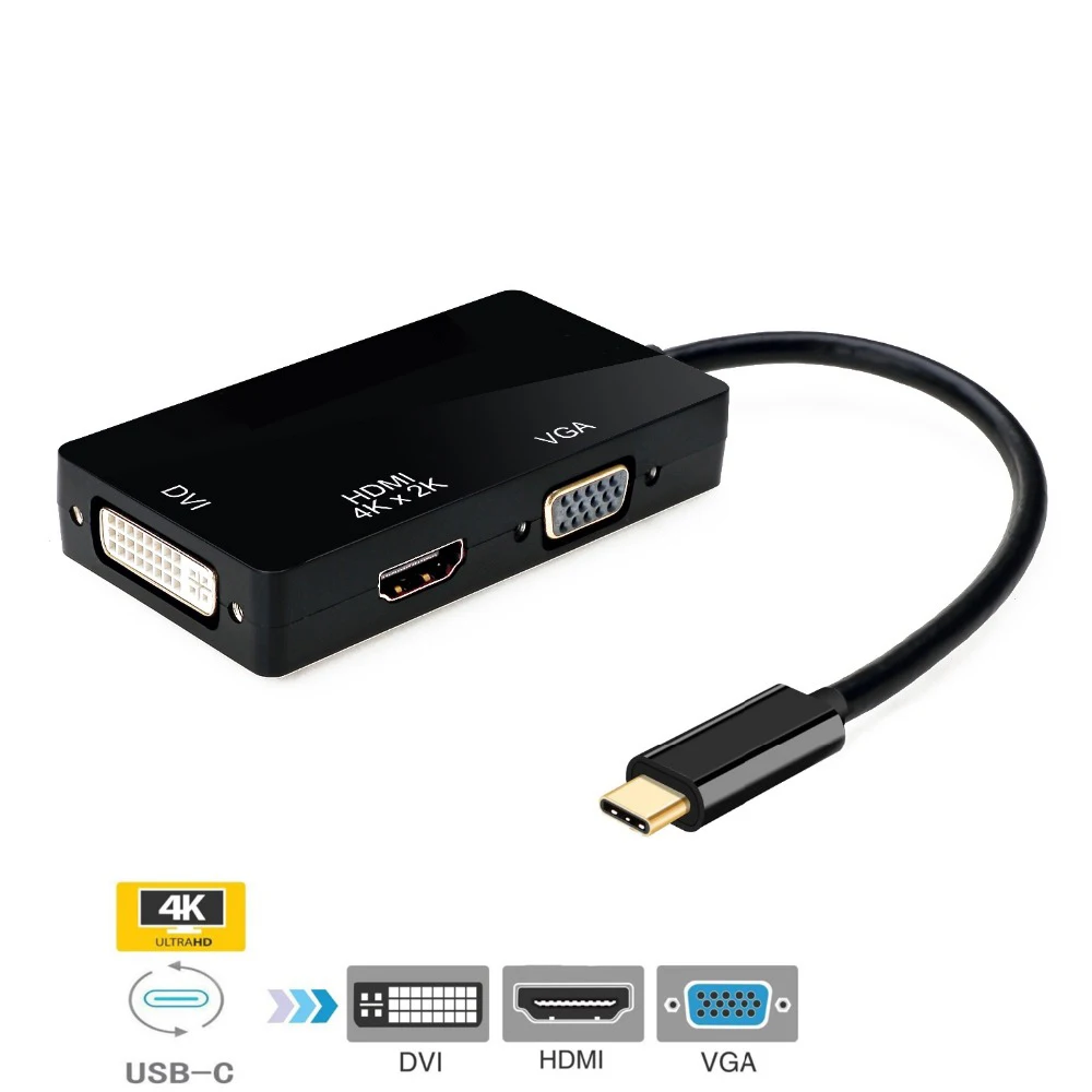 USB-C USB3.1 Type-c на HDMI 4 к VGA DVI 1080P Кабель-адаптер для Samsung S8 Macbook Pro Dell XPS 13 15 Thunderbolt 3 |
