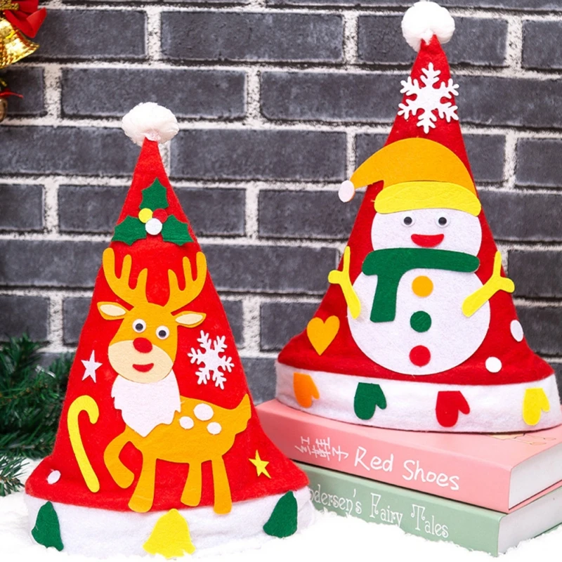 

Детские шапки в виде снеговика, лося, Санта-Клауса, шапки для детей и взрослых, подарок ручной работы, новый год