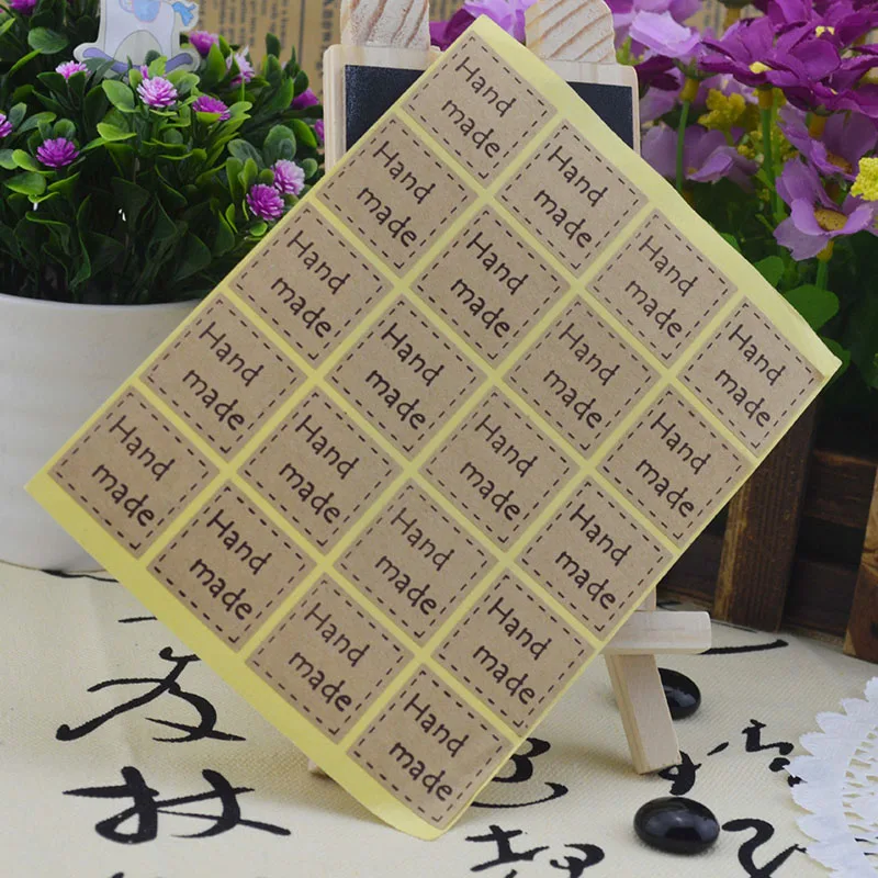 10 листов = 200 шт. наклейки для этикеток ручной работы клейкие крафт-бумага