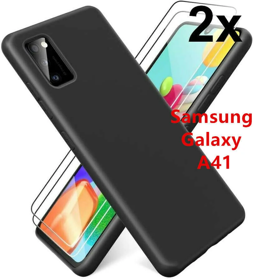 

COQUE SILICONE FOR SAMSUNG GALAXY A41 + VITRE VERRE TREMPE HOUSSE TPU NOIR