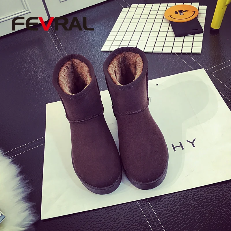 Женские зимние ботинки FEVRAL 2021 для пар Теплые ботильоны с меховой подкладкой и
