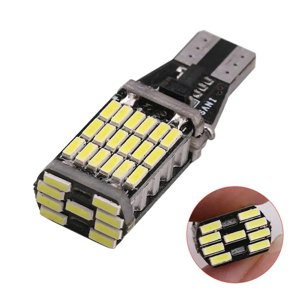 10 шт. T15 светодиодный 6000K белый головной светильник 45 SMD 4014 ошибок W16W заднего хода