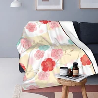 colorful flower blanket fleece textile decor beautiful portable warm throw blankets for home couch bedspread