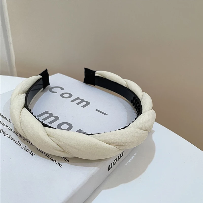 

Solid Color Braids Headbands Soft Cloth Fabric All Over Twist Fashion Hairbands Elegant Girls Wide-brimmed Hair Hoop Accessories