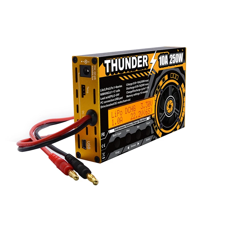 

HOTA Thunder 250W 10A DC Balance Charger Discharger Smart Balanced High Power RC Charger for LiPo/LiFe/Lilon 1-6S Battery