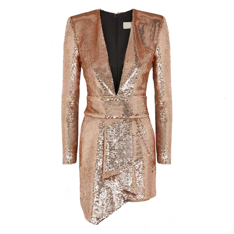 Женское платье с блестками вечерние платья для ночного клуба длинным рукавом