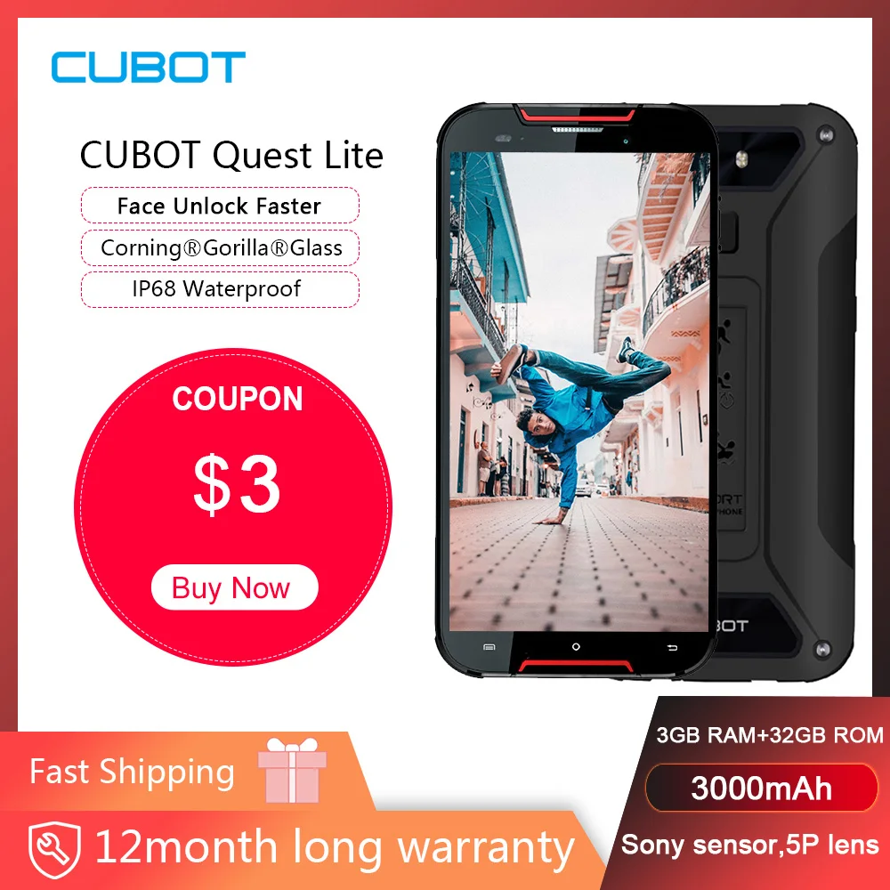Чехол для Cubot Quest 5,5 ''HD+ IP68 Водонепроницаемый 4 GB 64 GB смартфон Android 9,0 MT6762 Восьмиядерный Поддержка Магнитный NFC пылезащитный чехол для мобильного телефона