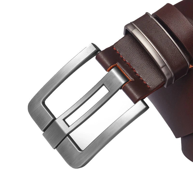 Ремень мужской из натуральной воловьей кожи модный винтажный пояс с пряжкой для