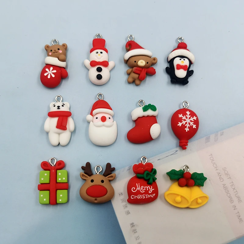 

10pcs Christams Snowman Socks Bear Bell Deer Santa Claus Charms Pendants Carft Handmade Earring Jewelry Making Findings C649