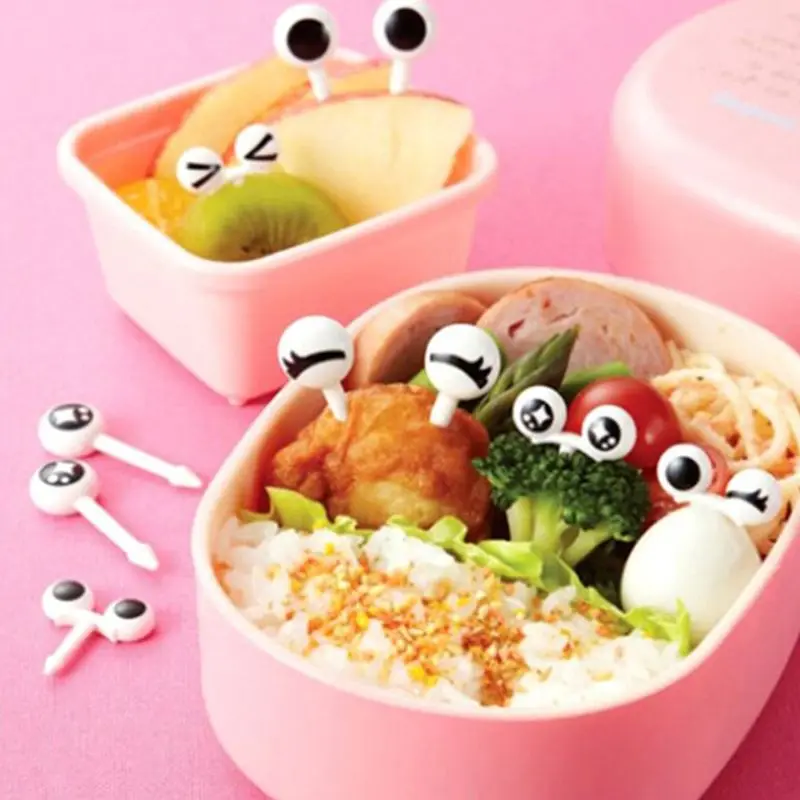 

10Pcs/Set Mini Skewers Cute Cartoon Eyes Kawaii Lunch Bento Box Food Fruit Picks Fork Sticks Buffet Sandwich Toppers