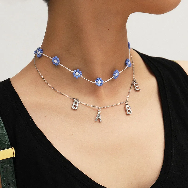 Женское винтажное ожерелье-чокер с подвеской в виде цветка ромашки и надписью