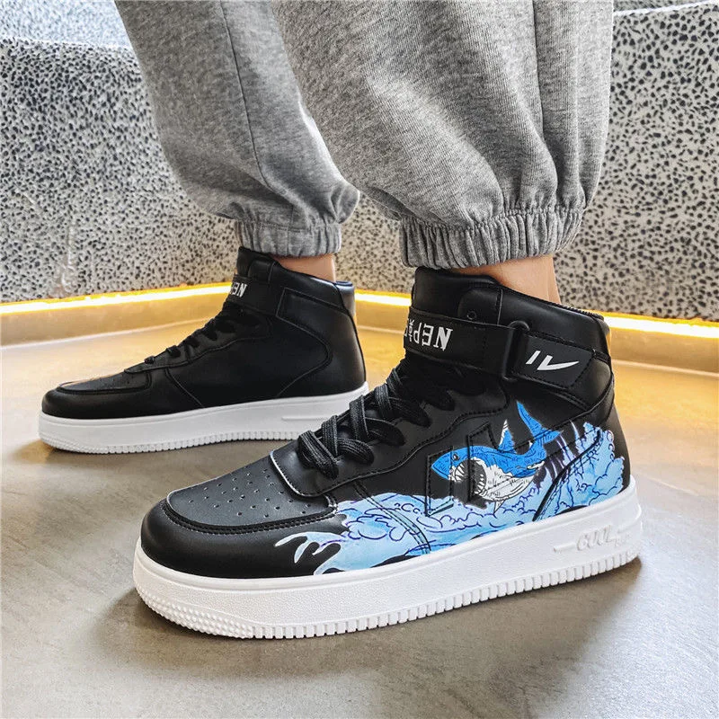 

2021 Autumn Men's Platform Sneakers Graffiti Breathable Men Chunky Shoes Board Shoes Trainers Tenis Masculino Zapatillas Hombre