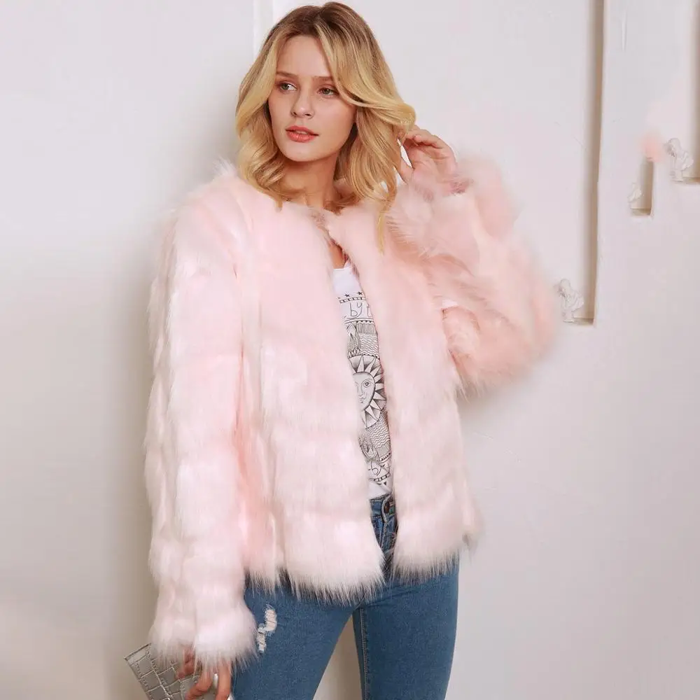 

Faux Fur Coat Plus Size Women Autumn Winter Fluffy 2019 Plush Coat Fashion Solid Long Sleeve Cardigan Coat Warm Soft Outwear