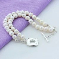 luxury brand new 925 silver charm bracelet fashion natural freshwater pearl bracelet women female best gift