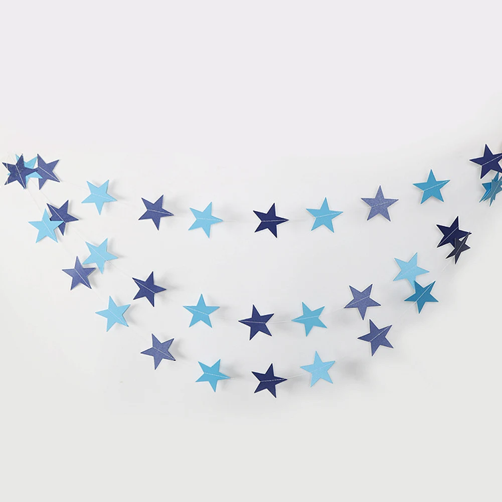 Hot Sale Hanging Paper Star String Pentagram Bunting Banner Decoration For Birthday Wedding Party TY