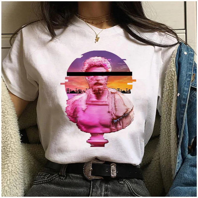 618 Эстетическая футболка vaporwave Michelangelo Женская модная новая футболка harajuku Повседневная Корейская стильная графическая футболка в стиле хип-хоп женская - Цвет: 618