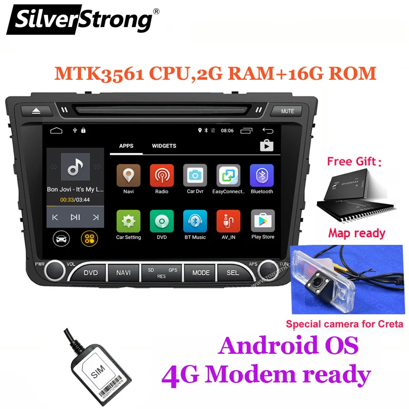SilverStrong ips 4G 64GB Android9.0 автомобильный DVD для hyundai Creta IX25-18 2DIN DVD Радио Навигация опция 2G16G/DSP/TPMS/DVR - Цвет: IX25-4G-stock-clear