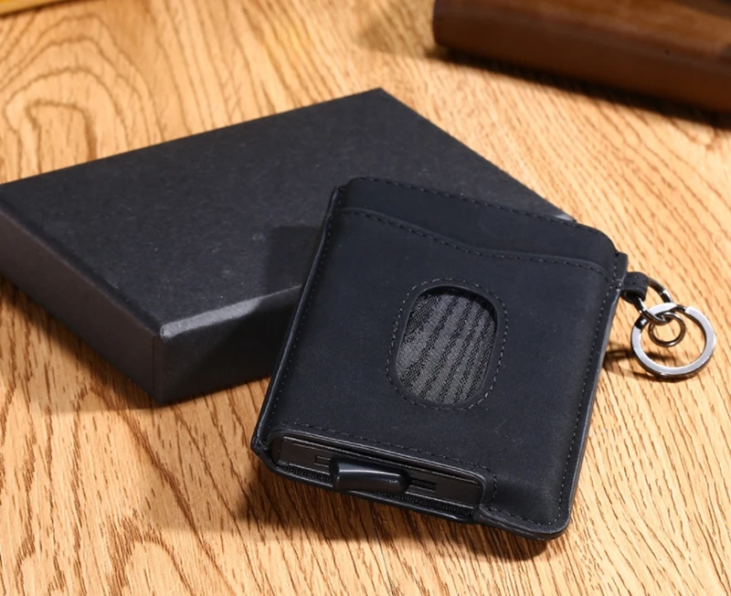 Деловой смарт-кошелек из натуральной воловьей кожи, RFID держатель для карт, тонкий Противоугонный защитный ID держатель, алюминиевая коробка, чехол для карт