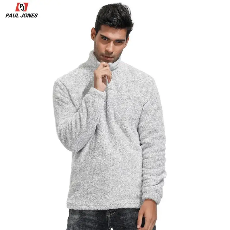 Мужской флисовый пуловер PAUL JONES с длинным рукавом и стоячим воротником толстовка