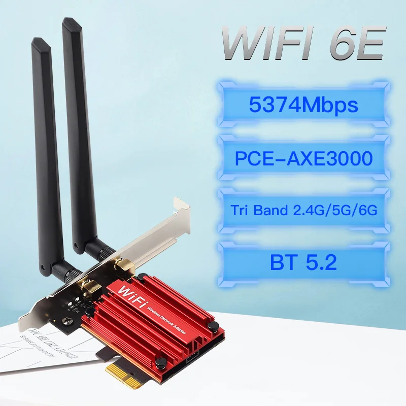 Wi-Fi 6E AX210 Bluetooth 5.2 Wireless 5374Mbps Tri Band 2.4G/5G/6GHz WiFi 802.11AX/AC PCIExpress Network Card Adapter PC AXE3000 5374mbps wifi 6e ax210 mini pcie wifi card tri band wireless network wlan adapter 802 11ax ac bluetooth compatible 5 2 mu mimo