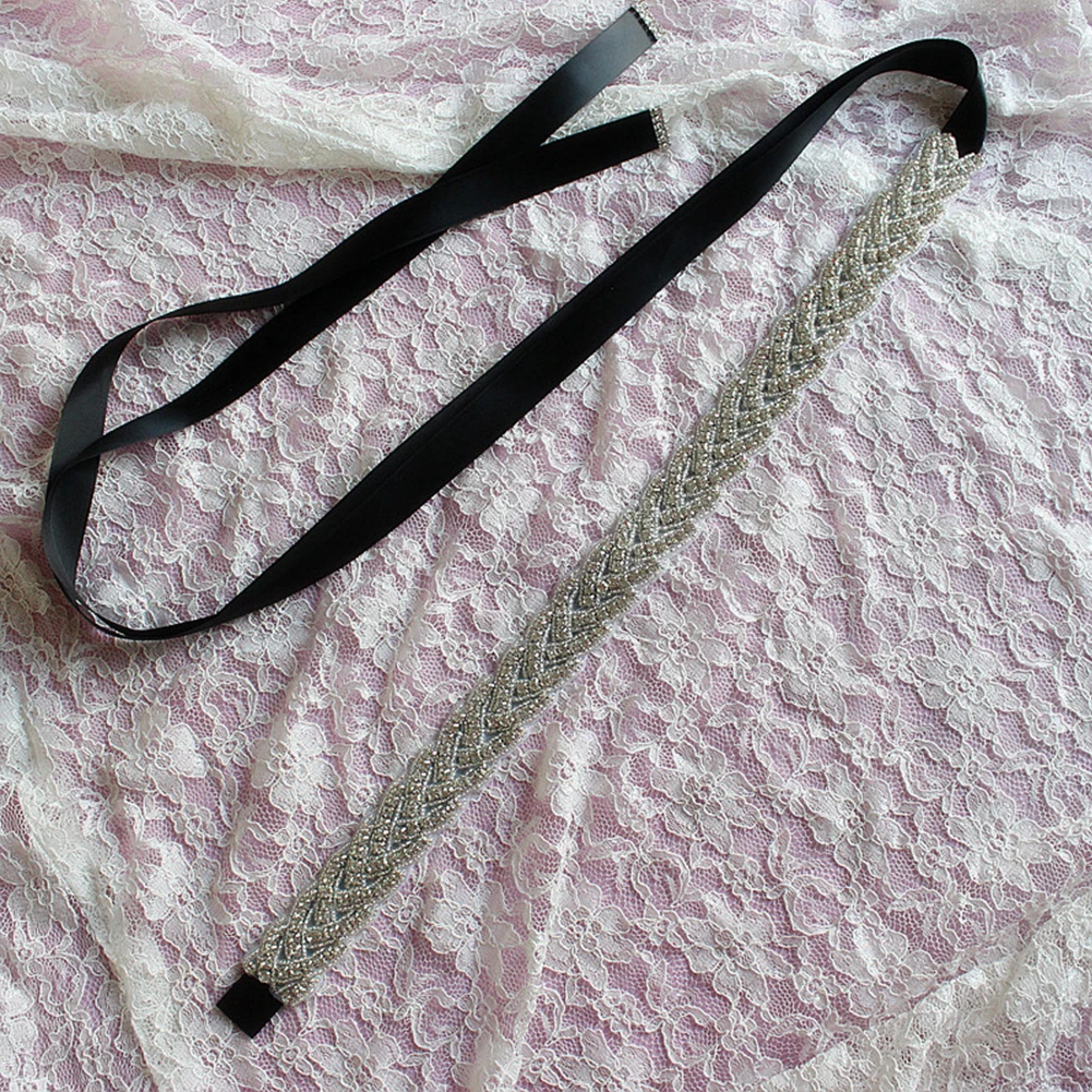 

Party Ribbon Cross Rhinestone Handmade Women Belt For Gowns Crystal Wedding Marriage Waistband Bridal Dress Decorate Accessories