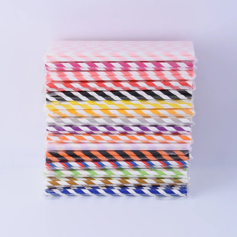 Одноразовые бумажные соломинки в полоску 25 шт.|Украшения своими руками для