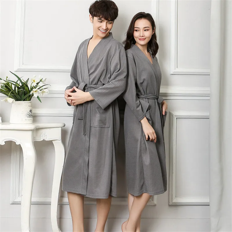 Вафельный хлопковый Халат ночная рубашка одежда для сна влюбленных пикантное