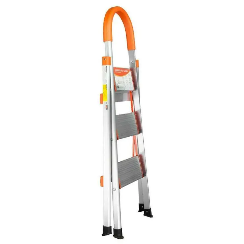 

Non-slip 3 Step Aluminum Ladder Folding Platform Stool 330lbs Load Capacity