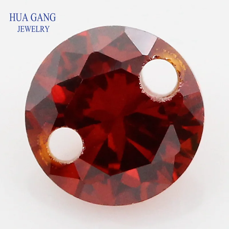 

Double Holes Cubic Zirconia AAAAA Garnet CZ Loose Stones For DIY Jewelry Wholesale Beads High Quality CZ With Holes