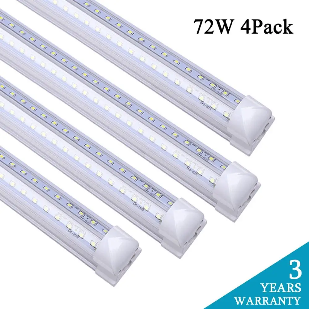 T8 LED Bulb Light 8ft V-shaped LED Tube Integrated Cooler Door Lamp 72W Replace Fluorescent Tube Light Stock In US Free Ship