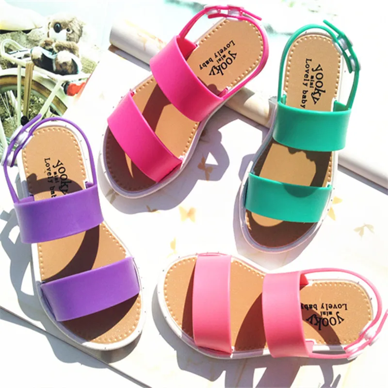 

New Summer Girls Shoes Fashion European Style Sandals For Girls 3-7 Years Kids Rubber Sandal PVC Leather Kids Sandals