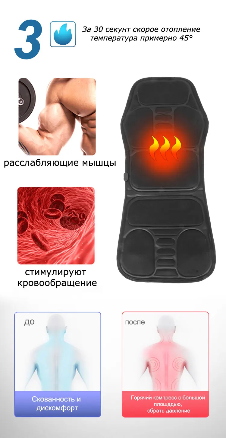 KLASVSA Электрический массажер для спины кресло подушка вибратор портативный домашний автомобиль офис Шея поясничная Талия облегчение боли сиденье коврик для отдыха
