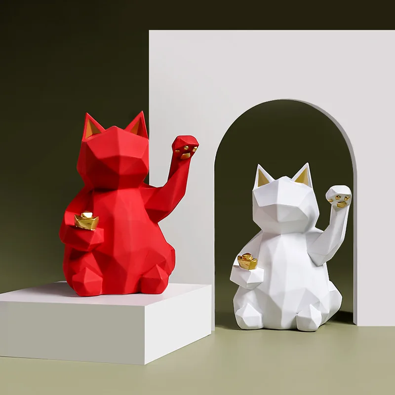

Matte Lucky Cat Shop Store Decoration Tea Room Study Room Living Room Resin Crafts Decoration Creative Art Birthday Gift
