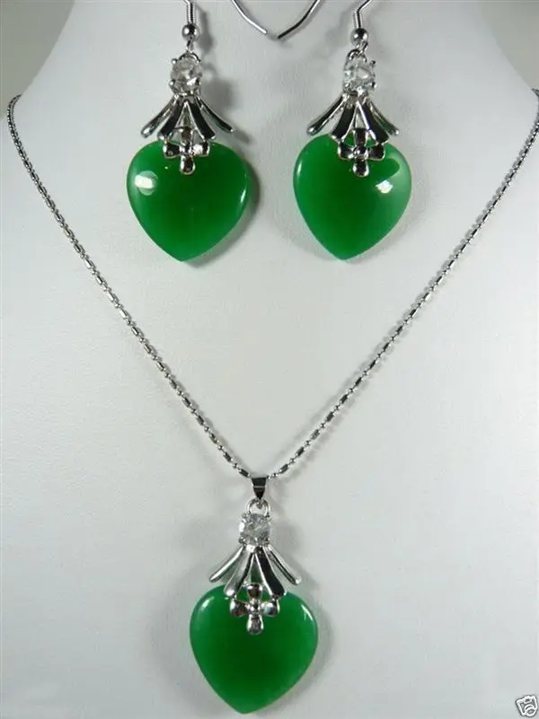 Хит продаж новинка зеленый нефрит 18 КГП комплект с подвеской серьги ^ @ К GP стиль