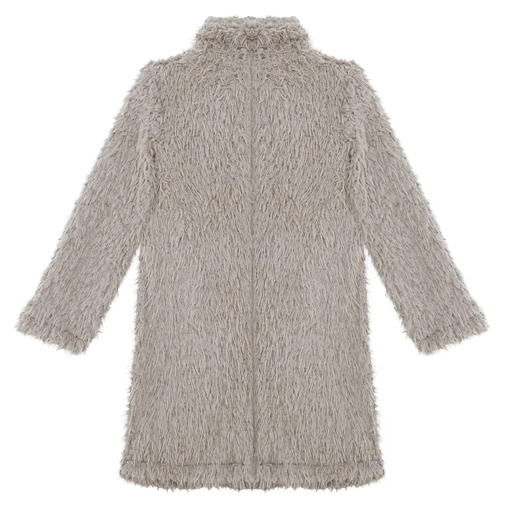 Faux Fur Coat Plus Size Women Autumn Winter Fluffy Plush Coat Solid Lapel Long Sleeve Cardigan Coat Warm Soft Outwear
